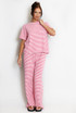 Stripe Woven Short Sleeve Top And Trouser Set