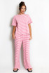 Stripe Woven Short Sleeve Top And Trouser Set
