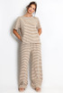Stripe Woven Short Sleeve Top And Trouser Set