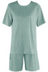 Textured Crew Neck T Shirt & Shorts Set