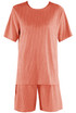 Textured Crew Neck T Shirt & Shorts Set