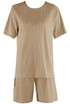 Textured Crew Neck T Shirt & Shorts Set