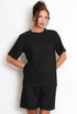 Textured Crew Neck T Shirt & Shorts Set