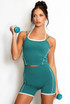 Double Strap Contrast Piping Vest And Shorts Set