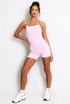Double Strap Contrast Piping Vest And Shorts Set