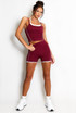 Double Strap Contrast Piping Vest And Shorts Set