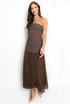 Chiffon Pleated Bandeau Maxi Dress