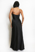 Satin Plunged Neck Maxi Dress