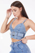 Denim Belted Crop Top 