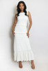 Textured Ruffle Hem Midi Dress