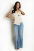 Fine Knit One Button Asymmetric Waistcoat 