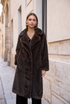 Chevron Faux Fur Coat