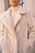 Chevron Faux Fur Coat