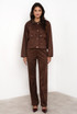 Faux Suede Jacket With PU Collar