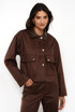 Faux Suede Jacket With PU Collar