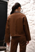 Faux Suede Jacket With PU Collar