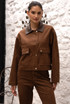 Faux Suede Jacket With PU Collar