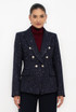 Sequin Tweed Double Breasted Blazer