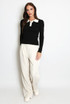 Fine Knit Contrast Collar Top