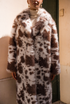 Cow Print Faux Fur Coat