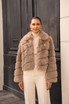 Diagonal Panel Faux Fur Jacket