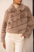 Diagonal Panel Faux Fur Jacket