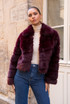 Diagonal Panel Faux Fur Jacket