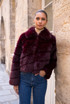 Diagonal Panel Faux Fur Jacket