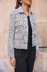 Navy Cross Hatch Sequin Blazer