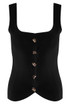 Fine Knit Square Neck Button Front Top