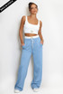 Casual Bralet and Trouser Set With Contrast Waistband 