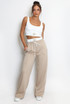 Casual Bralet and Trouser Set With Contrast Waistband 