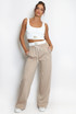 Casual Bralet and Trouser Set With Contrast Waistband 