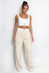 Casual Bralet and Trouser Set With Contrast Waistband 