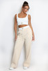 Casual Bralet and Trouser Set With Contrast Waistband 