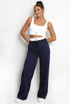 Casual Bralet and Trouser Set With Contrast Waistband 