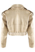 Faux Leather Belted Biker Jacket