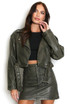 Faux Leather Belted Biker Jacket Faux Leather Belted Biker Jacket
