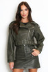 Faux Leather Belted Biker Jacket Faux Leather Belted Biker Jacket