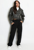 Faux Leather Belted Biker Jacket Faux Leather Belted Biker Jacket