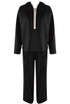 Contrast Piping Hooded Sweatshirt And Jogger Set