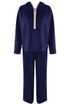 Contrast Piping Hooded Sweatshirt And Jogger Set