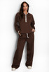 Contrast Piping Hooded Sweatshirt And Jogger Set