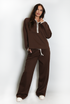 Contrast Piping Hooded Sweatshirt And Jogger Set