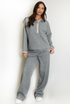 Contrast Piping Hooded Sweatshirt And Jogger Set