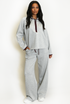 Contrast Piping Hooded Sweatshirt And Jogger Set