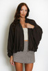 Lightweight Balloon Sleeve Bomber Jacket