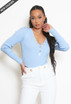 Ribbed Buttons Trim Bodysuit