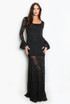 Lace Flare Cuffs Maxi Dress