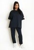 Oversized Slogan Tag Tee and Joggers Set